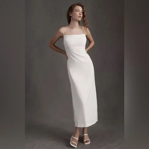 ANTHROPOLOGIE BHLDN Gavin Satin Midi Dress - Picture 3 of 4